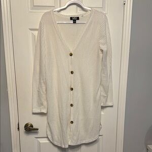 White Button-Down Cardigan